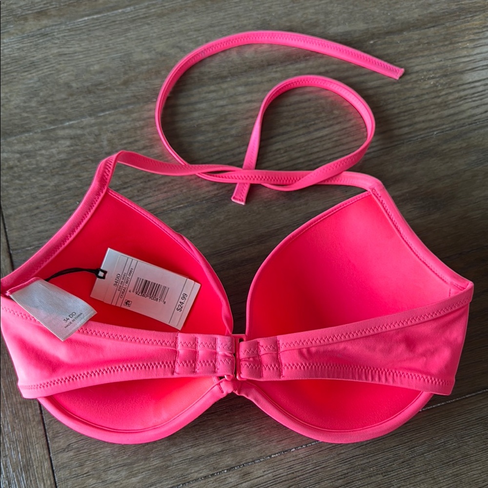 Shade & Shore Pink Bikini Top with Adjustable Halter Ties - Picture 6 of 7